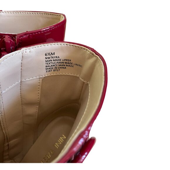 Nine West Red Patent Leather Mod Ankle Boots Size 6.5 - Picture 6 of 9